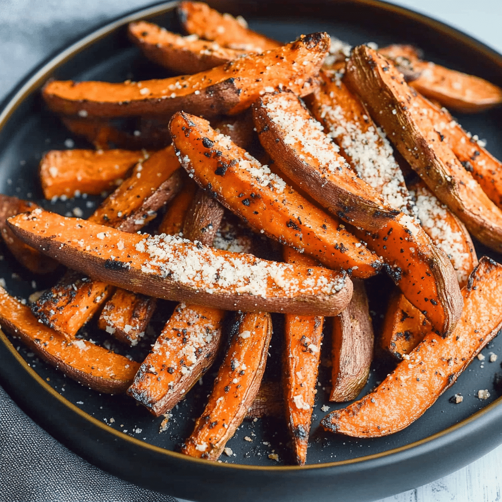 Garlic Parmesan Sweet Potato Wedges