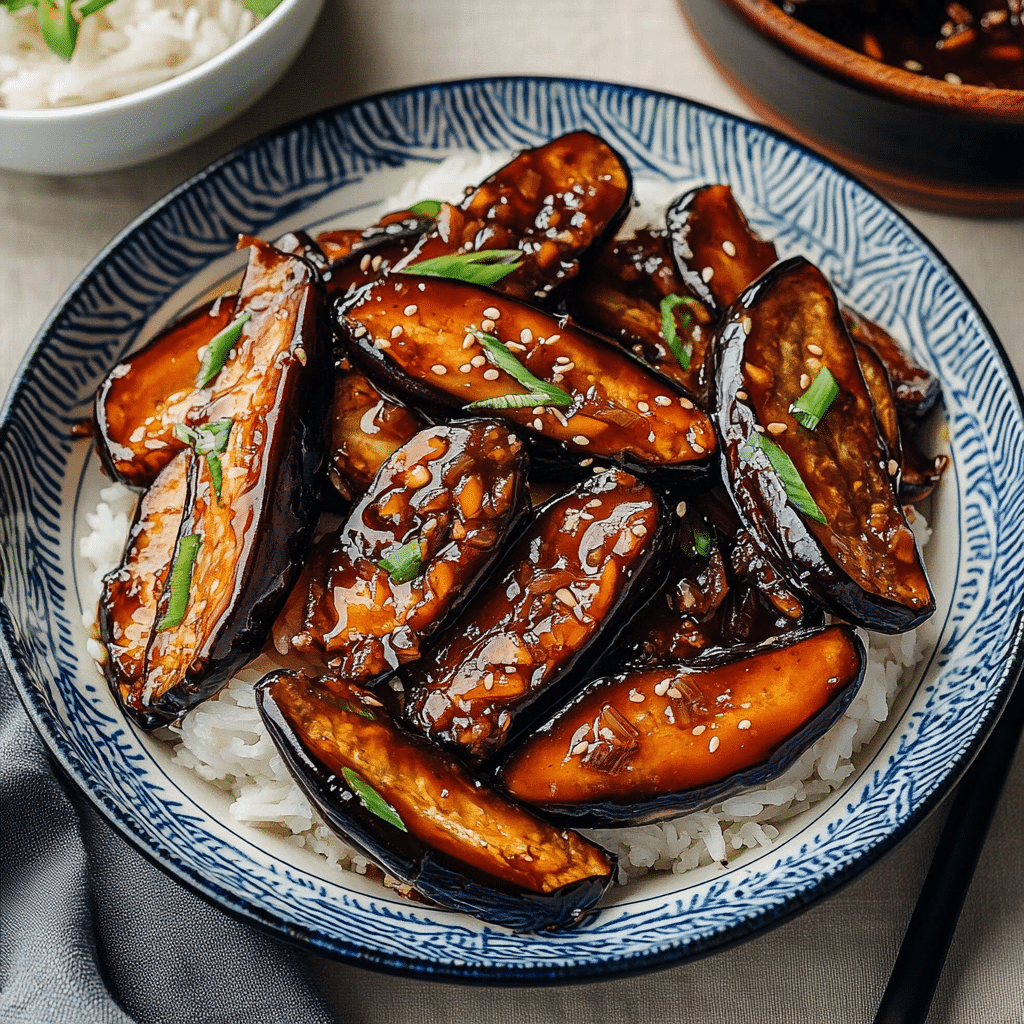 Sticky Garlic Eggplant