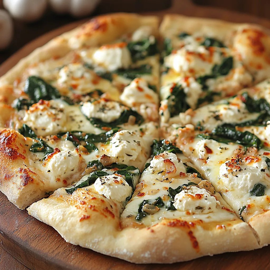 Greek Roasted Garlic Spinach White Pizza