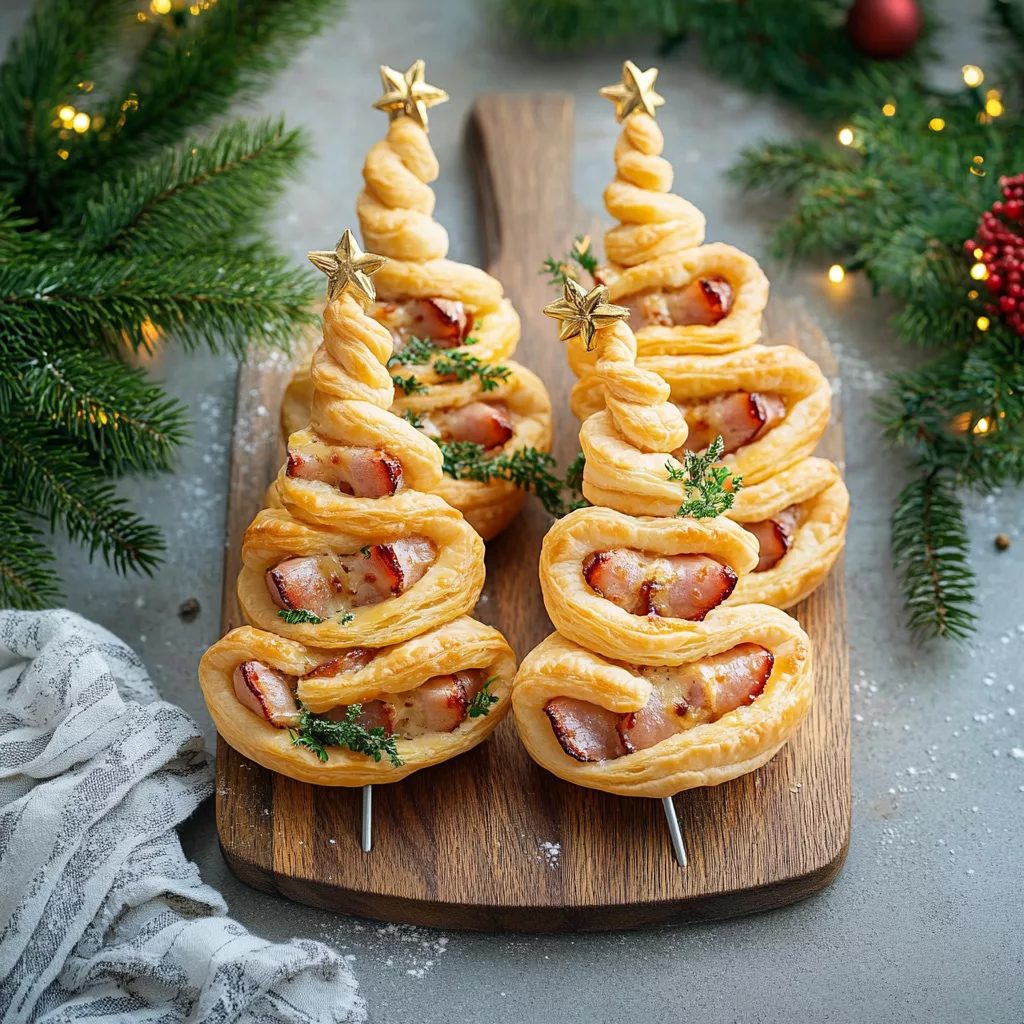 Ham and Cheese Puff Pastry Christmas Trees