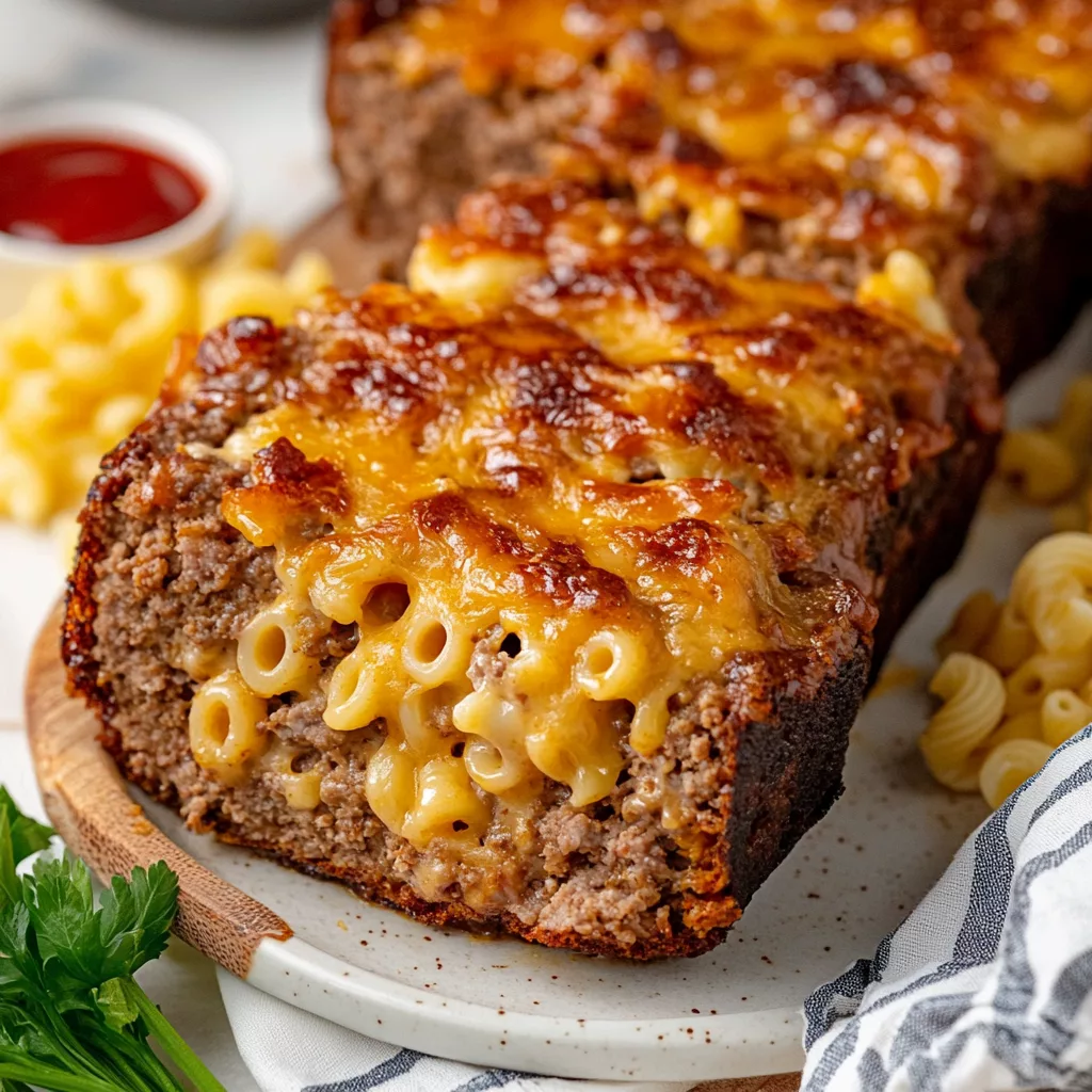 Macaroni Cheese Stuffed Meatloaf