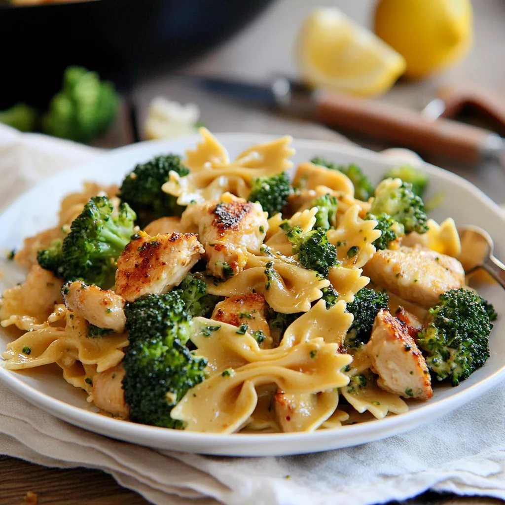 Cowboy Butter Lemon Bowtie Chicken with Broccoli