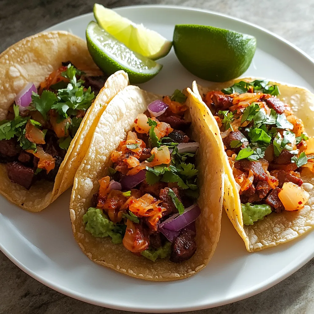 Spicy Korean BBQ Tacos with Fast KimchiSpicy Korean BBQ Tacos with Fast Kimchi