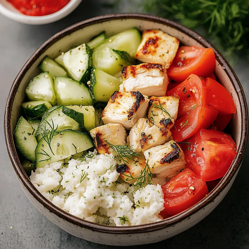 High Protein Mediterranean Lemon-Dill Chicken Bowls