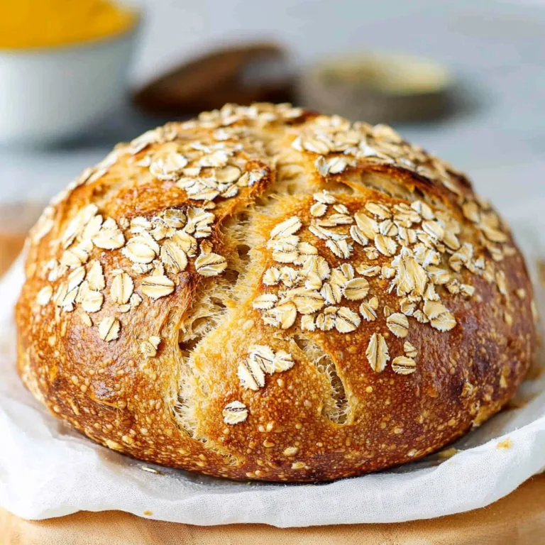 No Knead Seeded Oat Bread